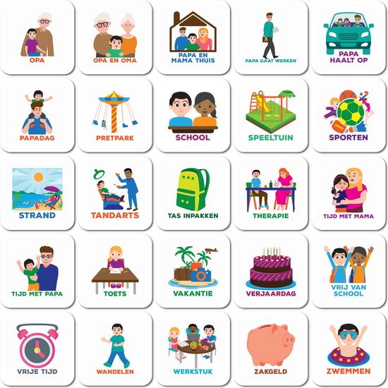 Smarfer - Magnetische pictogrammen voor weekplanner - 50 stuks - Planbord kind – Buiteneditie