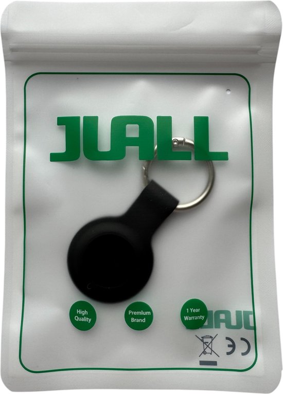 JUALL Sleutelhanger Geschikt voor Apple AirTag (2) - Beschermende Siliconen Houder & Hoesje - Zwart