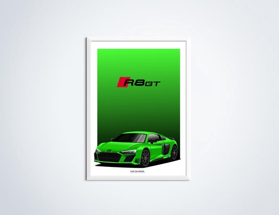 Poster Audi R8 GT Vert 70 x 50 cm (B2) - Poster voiture - Poster Chambre enfant - Décoration murale voiture