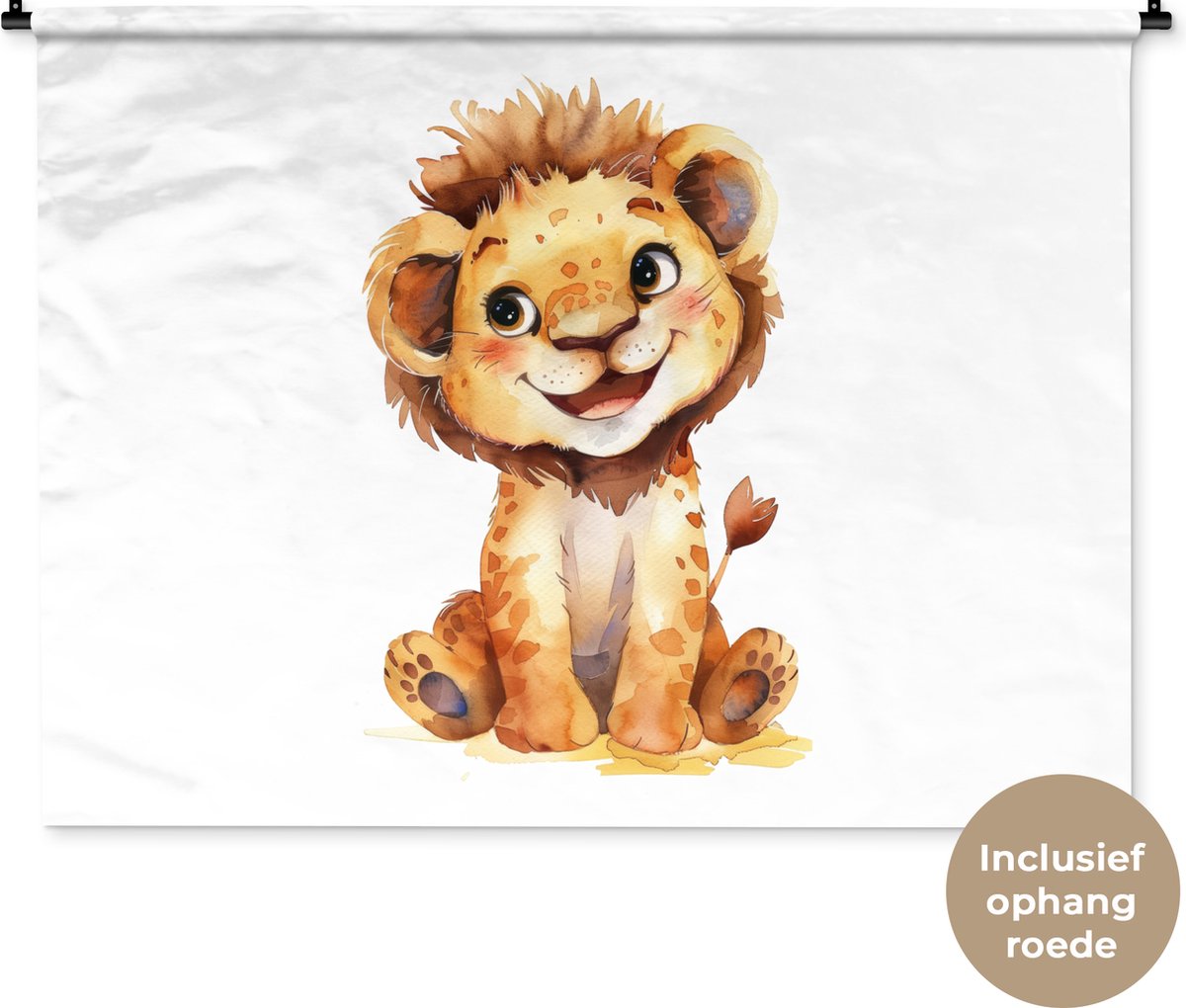 Wandkleed 120x90 cm - Wanddoek Leeuw - Baby dier - Wandtapijt - Wandkleden