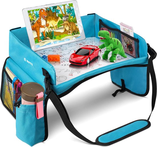 Table De Voyage Et Plateau à Genoux Pour Voiture - Table De Jeu Enfant Banquette Arrière, Avion, Train - Gris KD Essentials