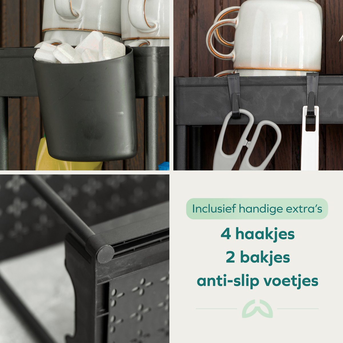 Wellewares - Keukenkast Organizer - Gootsteenkast Organizer met Uitschuifbare Lade Gootsteen - Zwart — cadeau in Cadeau-ideeën - foto 8
