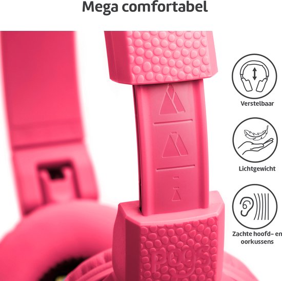 POGS - The Gecko 2 - Draadloze on-ear kinder koptelefoon - Bluetooth - Veilige volumebegrenzing - Duurzaam - Gratis app voor extra functies - rRoze