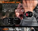 Zilveren smartwatch met zwart bandje, scherm toont contacten en recente oproepen.