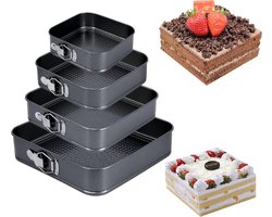 Uponer® Springvorm - Springvorm 4 Verschillende Maten - Springvorm Set - Bakblik Vierkant - Springvorm 22 - Springvorm 24 - Springvorm 26 - Springvorm 28