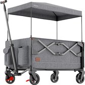 Bol.com LifeGoods Bolderkar - Opvouwbaar - Kinderenvervoer - Met Dak - 80KG Draagkracht - Strandkar - Draaibare Wielen - Grijs aanbieding