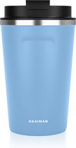 Kaaiman® RVS Thermosbeker - Drinkbeker - Koffie - Thee - Water - Warm en Koud - Travel Mug - Blauw - 380ml - Koffiebeker - Theebeker