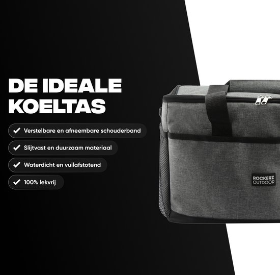 Rockerz Plein air - Sac isotherme - Lunch Bag 30 litres - Grijs - Incl 2 éléments de Éléments de refroidissement