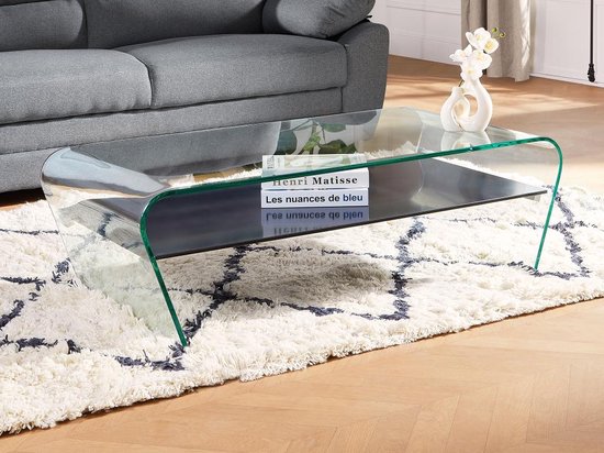 Glazen salontafel 60x60x35 cm gehard glas transparant