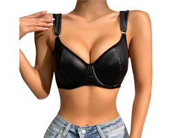 Wetlook Push-up BH – Sexy Lingerie voor Vrouwen – Verstelbare Bandjes – Glanzend Kunstleer
