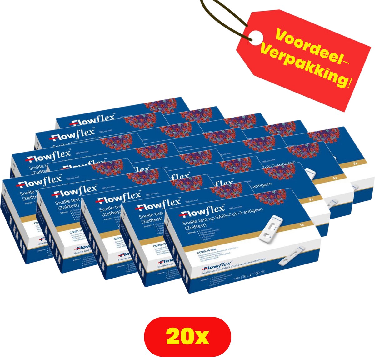 Goedkoopste 20x Corona test FlowFlex THT 08-2026 | Zelftest Goedgekeurd-Voordeelverpakking!
