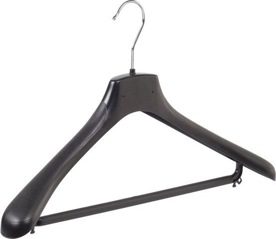 De Kledinghanger Gigant - 40 x Cintre / cintre en plastique noir avec extension d'épaule et barre de pantalon, 45 cm