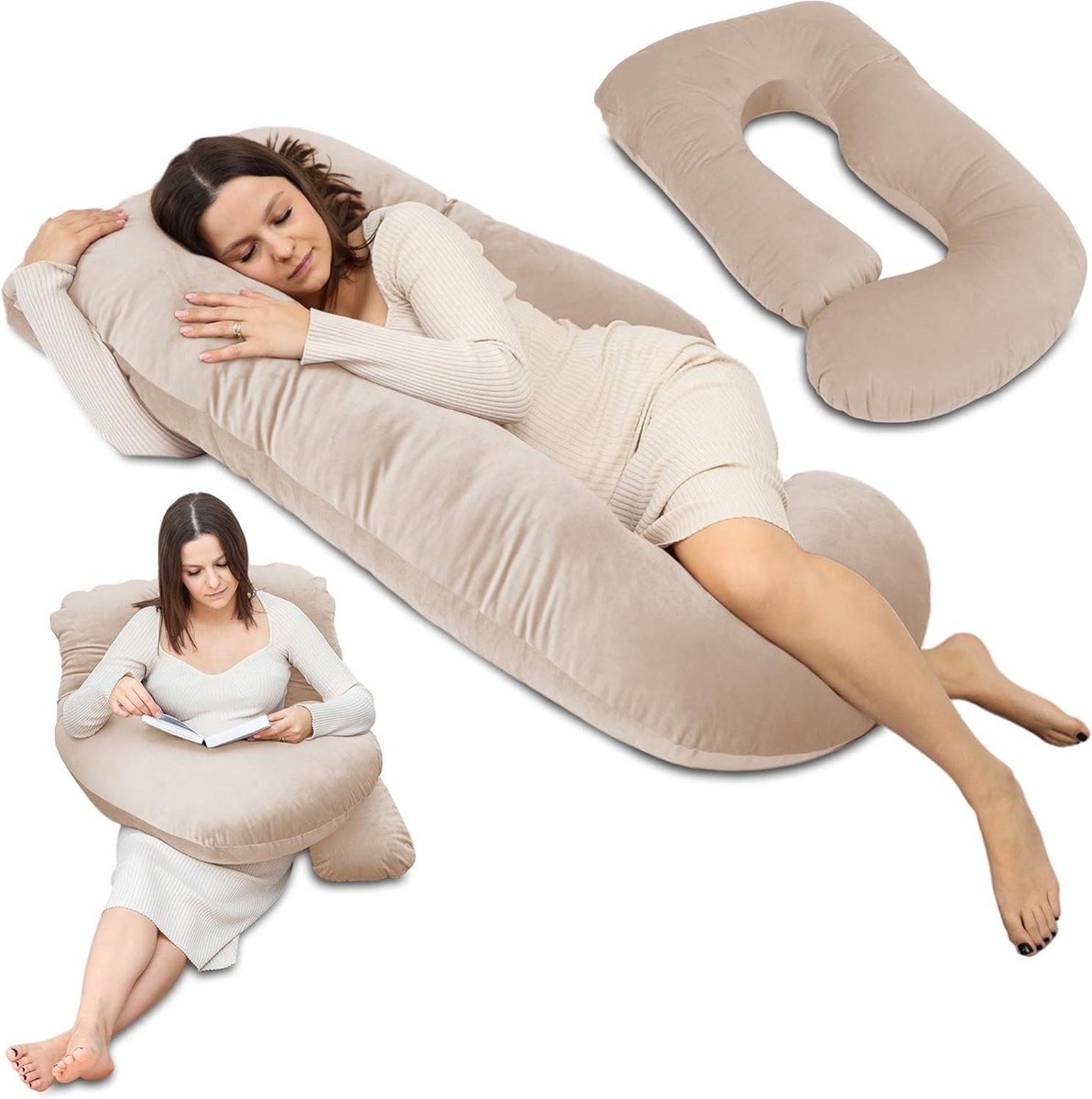 Goedkoopste Groot Zwangerschapskussen XXL - J-vorm - Ideaal voor Zijslapers en Voedingen