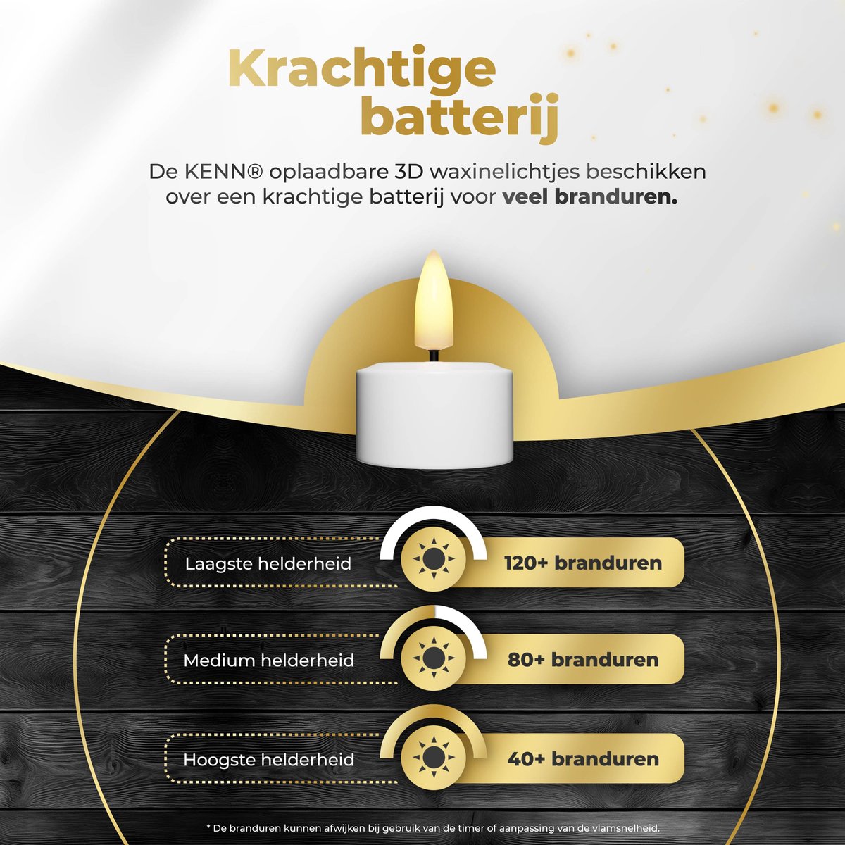 KENN® Originele Oplaadbare Waxinelichtjes – Set van 12 – Met Afstandsbediening & Timer – Inclusief Oplaadstation – Tot 120 Branduren – LED Waxinelichtjes – Oplaadbare Theelichtjes – Realistische Flikkerende Vlam – LED Kaarsen - Nep Kaarsen — cadeau in Wonen & Interieur - foto 3