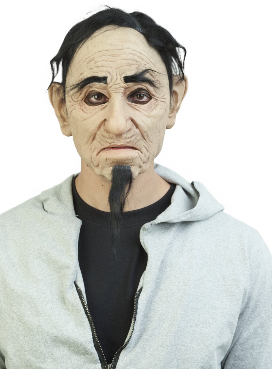 Ghoulish Hoofdmasker Oude Man Met Haar Latex Beige One-size