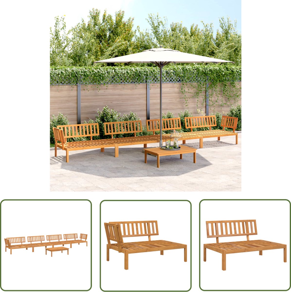 1196x1200.jpg vidaXL Tuinlounge - Loungeset - 5-delige Loungeset pallet massief acaciahout - Acacia Hout - Buitendecoratie - Lounge Bank - Afbeelding 1