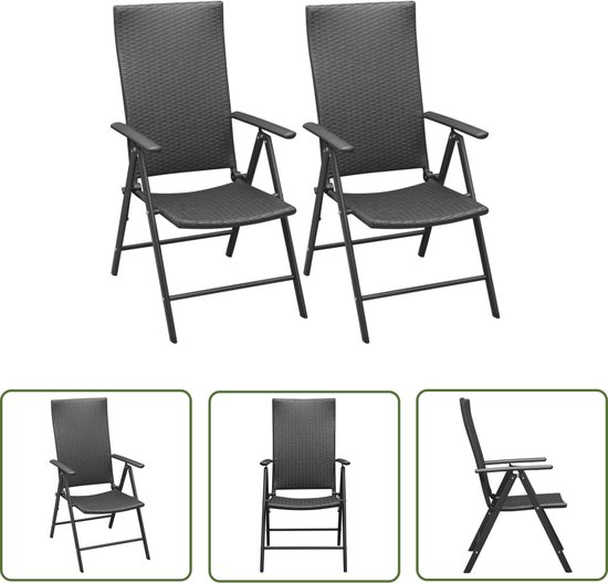 vidaXL Tuinstoelen 4 st met kussens poly rattan zwart, tuin stoel, loungestoel tuin, kampeerstoel, terrasstoel, loungestoel, lounge stoel buiten
