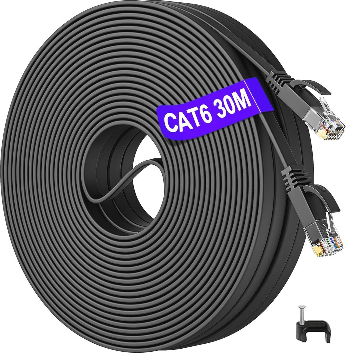30m Cat 6 Ethernetkabel - Hoge Snelheid Netwerkkabel voor Thuis en Kantoor