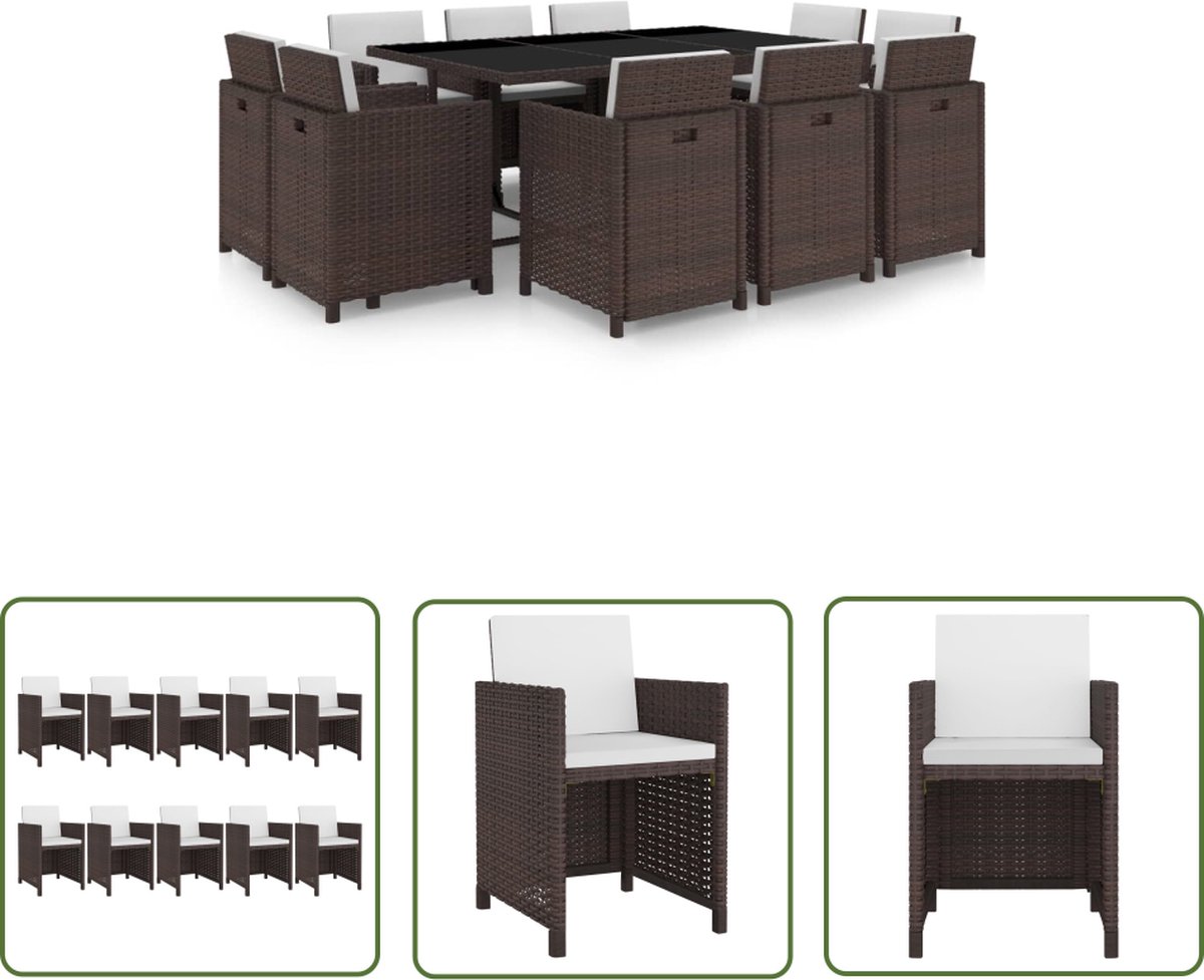 Bruine poly rattan tuinstoel met kussens - The Living Store tuinset.