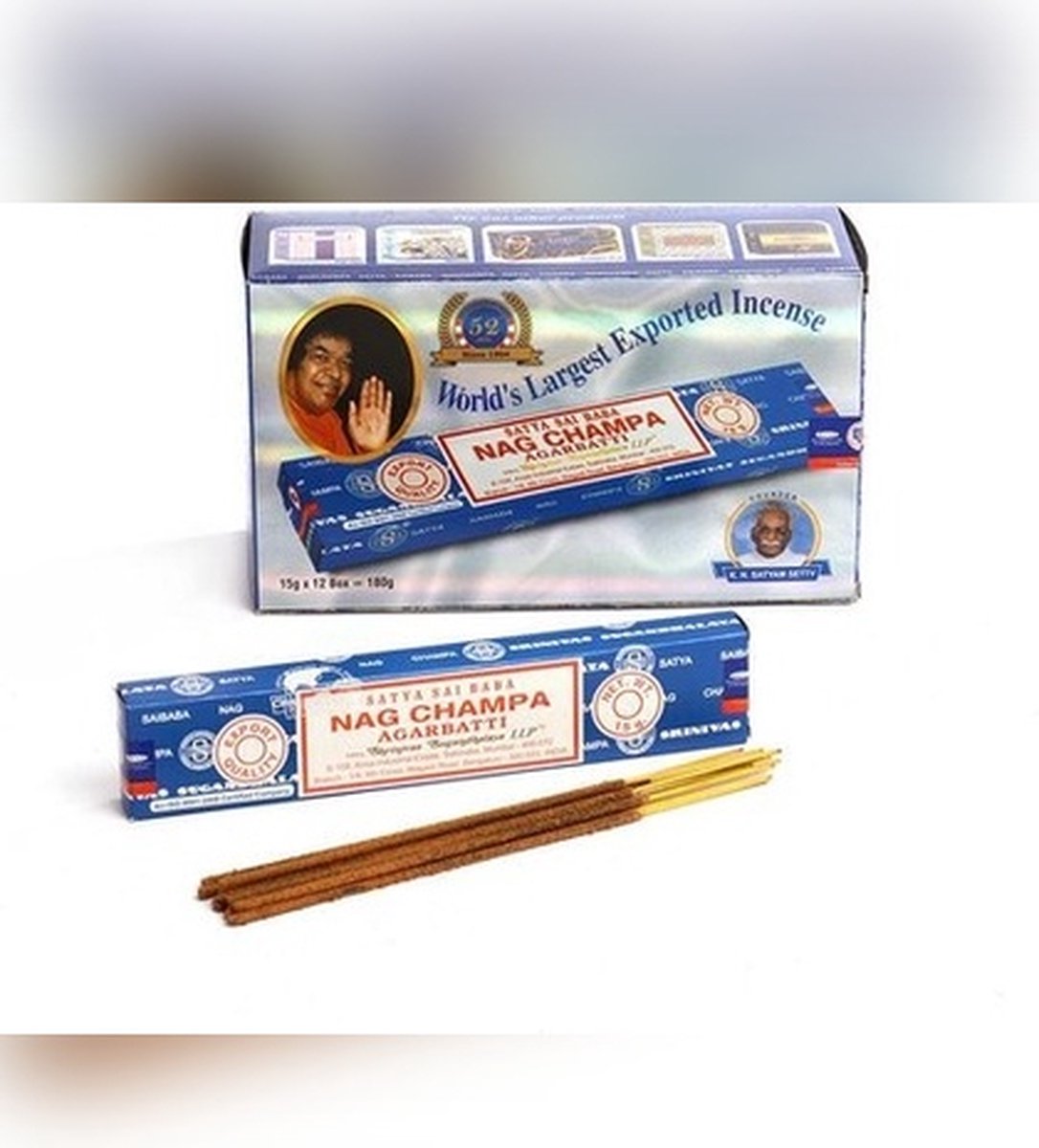 Satya Nag Champa wierook - Doos van 12 pakjes 1 Doos