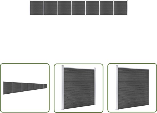 Panneaux de clôture The Living Store - HKC - 1 218 x 186 cm - Zwart