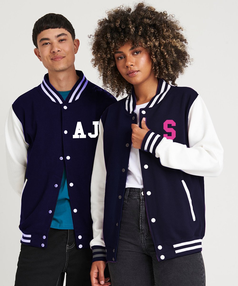 Cadeau 12 Ans Garcon Personnalisé Enfants Varsity/collège/Veste De Baseball Avec Deux Initiales Sur L'avant Seulement. Disponible En Différentes Couleurs Blouson Enfant Garcon