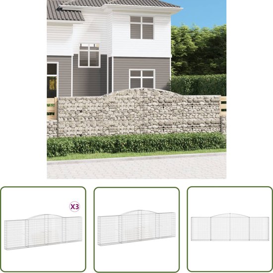 The Living Store Gabion - Barrière de Jardin Insonorisée Décorative - 400 x 30 x 120/140 cm - Fer Galvanisé - 3,5 mm