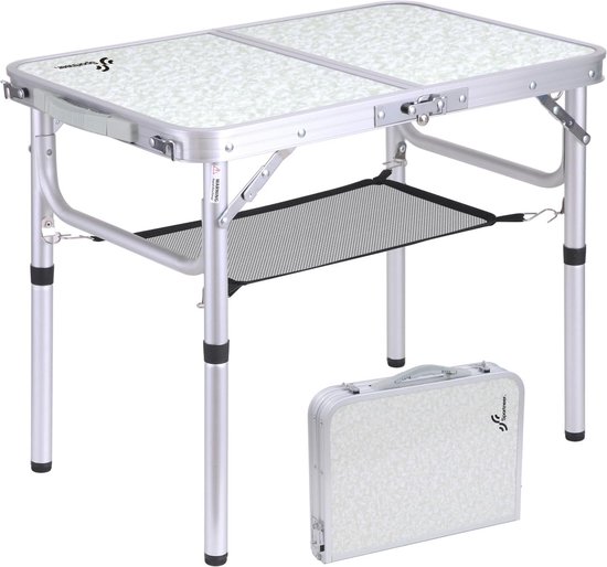 Anbte Campingtafel Verstelbaar - Vouwbare Draagbare Tafel Met 3 Hoogtes Voor Picknick, Werk En Binnen
