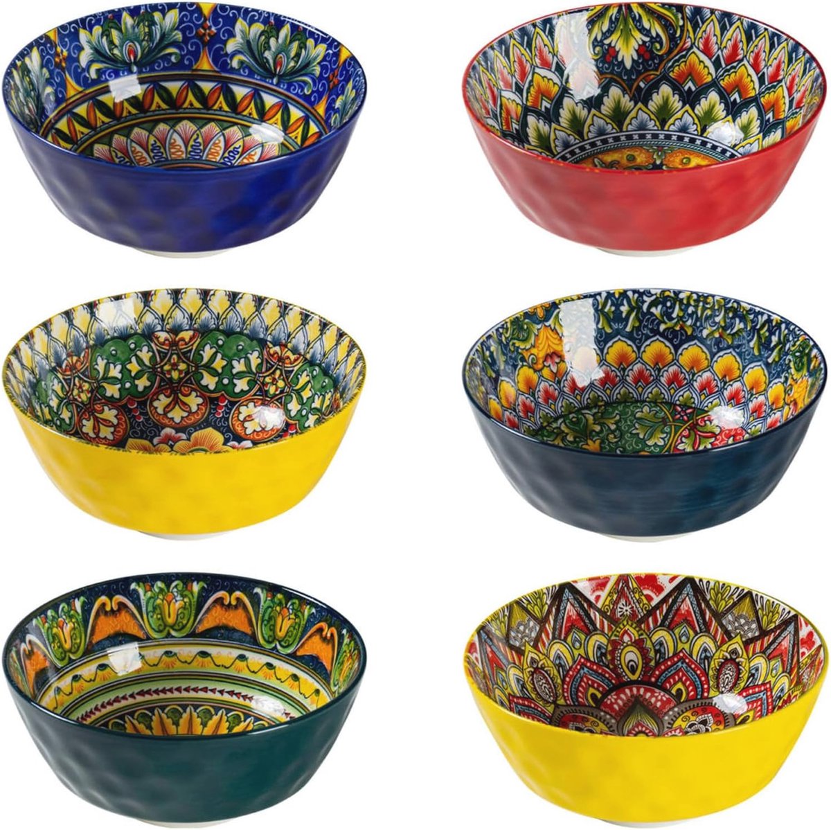 Lot De 4 Bols à Soupe & Dessert Boho MEMOFYND - 690ml Multicolore Céramique