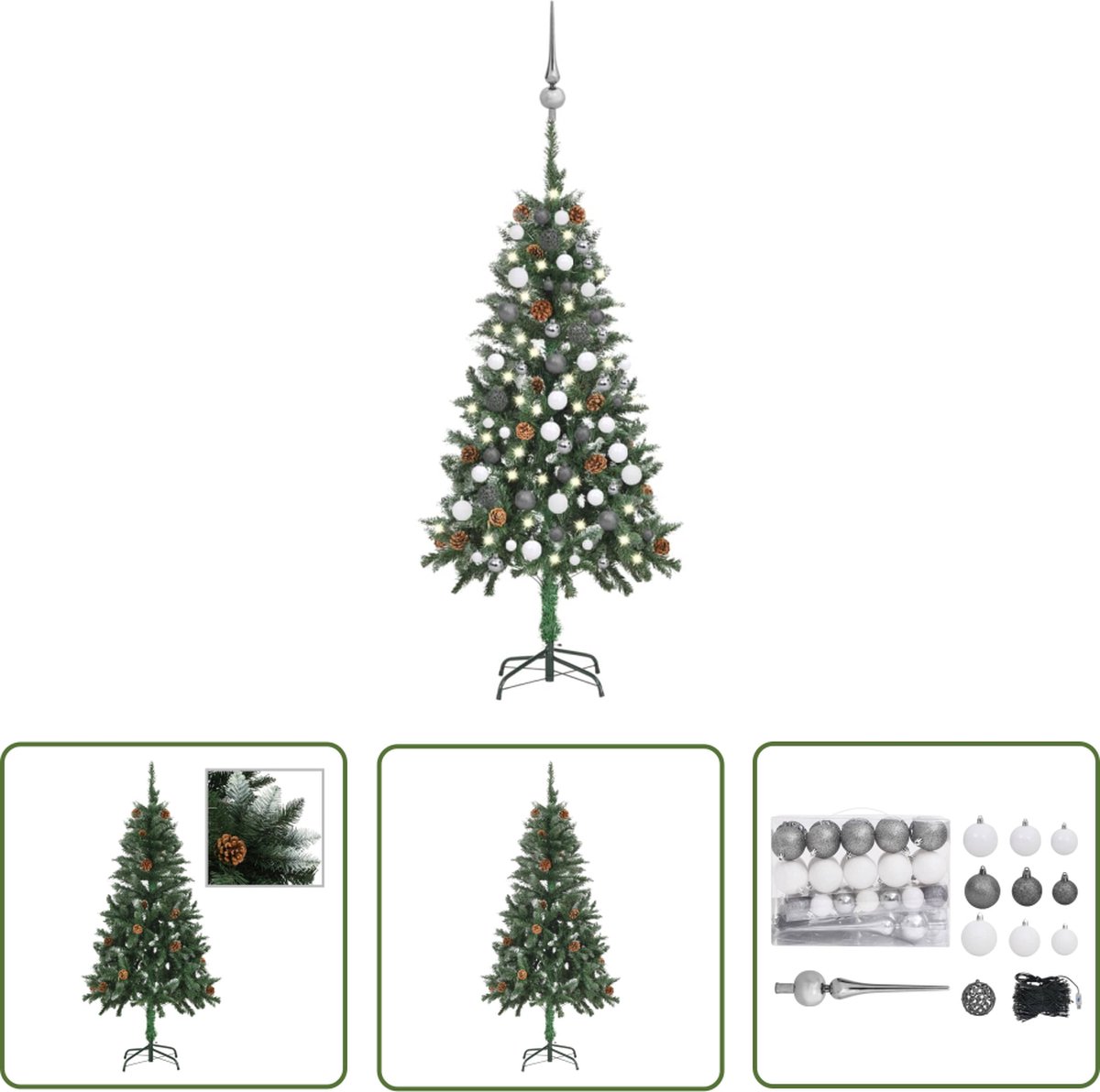 Kadax Kunstkerstboom, 220 cm, Made in EU, realistische kerstboom van pvc-folie, natuurgetrouwe kerstboom, kunstdennenboom met stevige plastic standaard, kunstdennen, Sofie, 220 cm