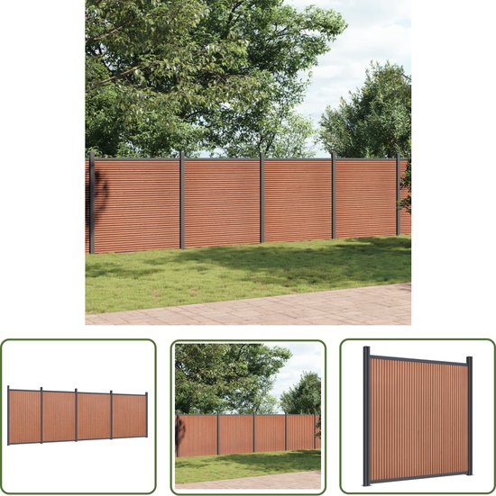 The Living Store Privacyhek Elite Bruin Hout-Kunststof-Composiet 699 x 186 cm - Weerbestendig - Eenvoudig te Installeren