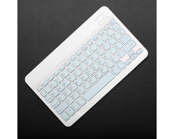 Draadloos Mini-Gaming Toetsenbord - Compact en Draagbaar 78-Toetsen Toetsenbord Wit met Blauw - Oplaadbaar 25,4 cm Toetsenbord voor Android, iOS, Windows, PC, iPad & Tablet - Blauw