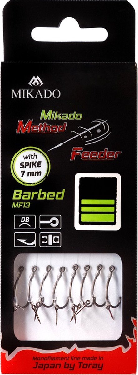 Mikado MF RIG with bait band - Barbed Hooks NO 10 / monoline: 0.23mm/10cm - 8 pcs van Mi — afbeelding 3