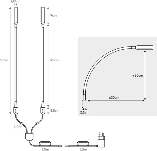 Lampes de lecture Ledlife Bed avec fonction de gradation - Lot de 2 - Argent
