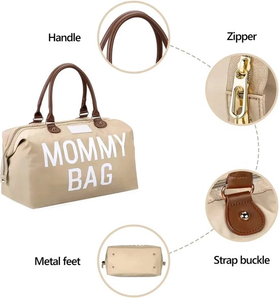 Eszenzics™ Luiertas 'Sep' - Luxe afwerking - 3-delige set - Trendy ontwerp - Verzorgingstas - Babytas - Cremewit - Reistas - Weekendtas - Moeder - Baby van Eszenzics™ — afbeelding 4