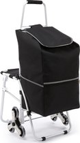 Bol.com Luxe stoel trolley - Trolley voor ouderen - Ingebouwde stoel - Speciaal ontwerp voor trappen - Zwart - 50L aanbieding