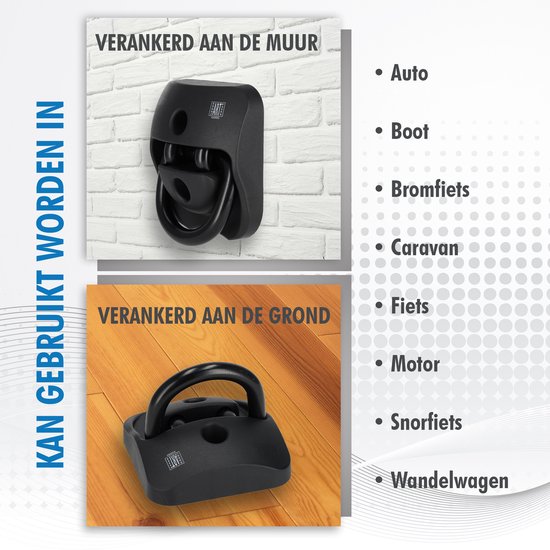Grondanker / Muuranker voor Scooter, Motor & Boot - ART 4 Goedgekeurd Zwart Vloeranker - Veiligheidsanker voor Fietsen en Scooters - Duurzaam Muuranker / Wandanker / Vloeranker met ART 4 Keurmerk - Ideaal voor Buitengebruik van KUDA. — afbeelding 4