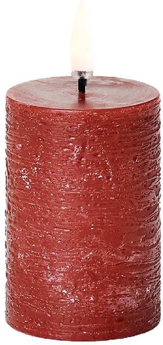 Uyuni LED Stompkaars Carmine Red – Ø5 x H7,5 cm – Rustiek – 3D Vlam – Timer