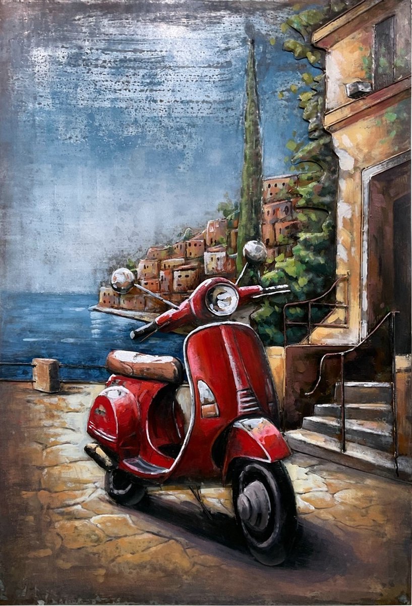 3D Metaalschilderij - Scooter - 80 x 5 x 120 cm