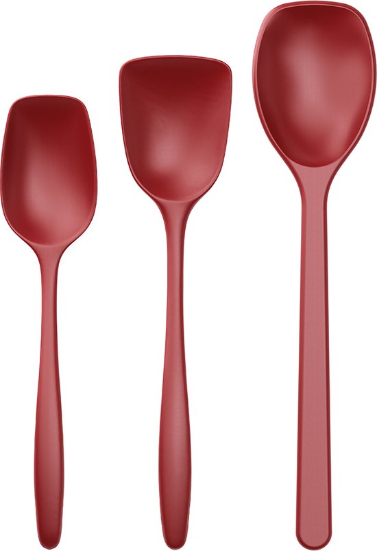 Rosti New Classic Set Di 4 Cucchiai Da Cucina In Durostima, Colore Rosso, Resistenti Al Calore (150°C) E Lavabili In Lavastoviglie