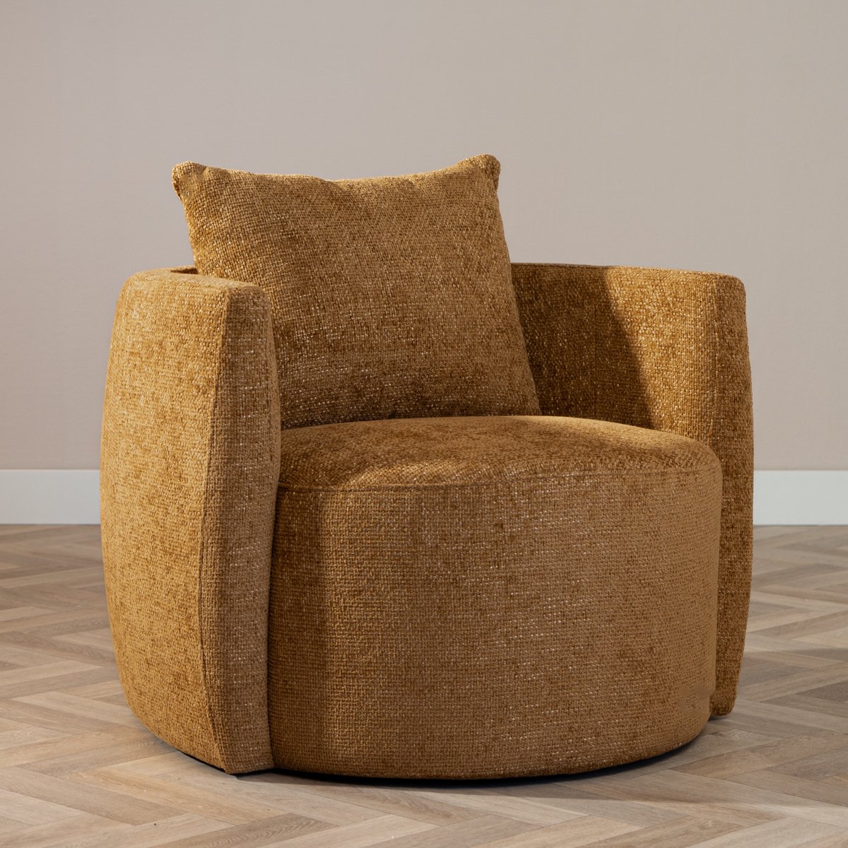 Bronx71® Fauteuil Ruby chenille stof okergeel
