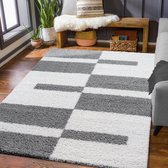 Tapijtenloods Milano Gala Vloerkleed Hoogpolig - Lichtgrijs Creme - 160x230 CM - Vloerkleed Modern - Tapijt