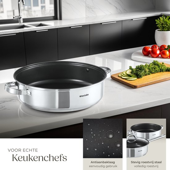 HEXTEC Laser Geëtste Honingraat Anti-aanbaklaag Roestvrijstalen Kookgerei Pot & Pannen Set met Deksel - Inductieklaar Diepe Braadpan Steelpan Braadpan Soeppan met Koele Handgrepen voor Thuis Keuken