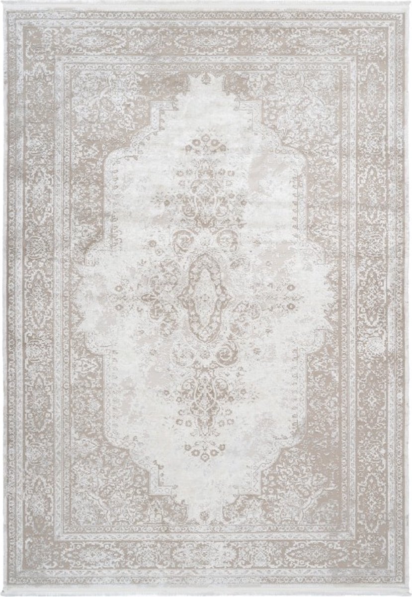 Muratap Luxury Picasso Elysee Laagpolig Velvet Vloerkleed Crème- 160x230 CM