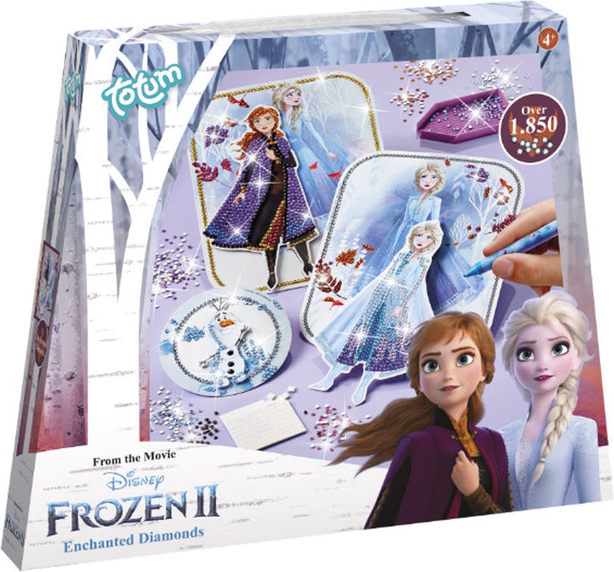 Disney Frozen Totum diamond painting knutselset speelgoed meisjes - Anna en Elsa prinsessen versieren met 1800+ strass steentjes knutselen creatief speelgoed — afbeelding 10