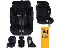 BabyGO Lumo i-Size autostoel - voor kinderen van 76-150 cm - Groep 1-2-3 (9-36kg) - Autogordel bevestiging - Zwart