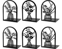 BOTC Boekensteun - Set van 6 - Metalen Boekenstandaard - Boekenhouder - Boeksteun - Book Holder - Zwart