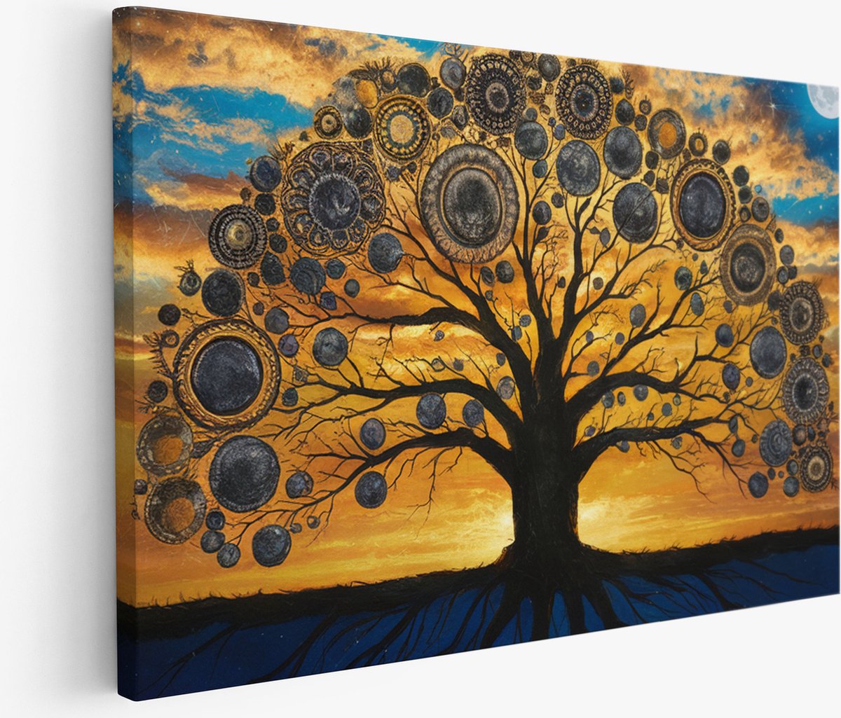 Saammp Muurcirkel Hout - Wolf in de sneeuw - Winter - Dieren - Natuur - Ø 80 - Wandcirkel - Wanddecoratie Cirkel - muurdecoratie Woonkamer - Slaapkamer decoratie - Rond Schilderij