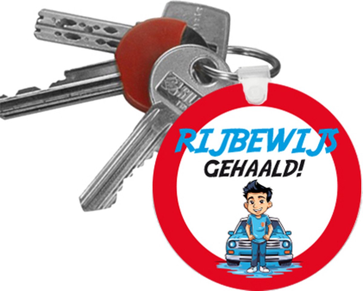 Sleutelhanger "Rijbewijs Geslaagd" Man / Donker Haar - Sleutelhanger Cadeau - Rijbewijs Gehaald