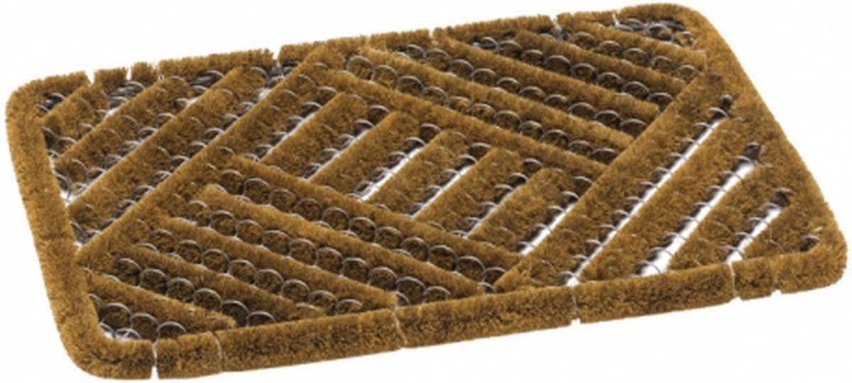 Borstelmat heavy duty - 50x80 cm - naturel - staal/kokosvezel